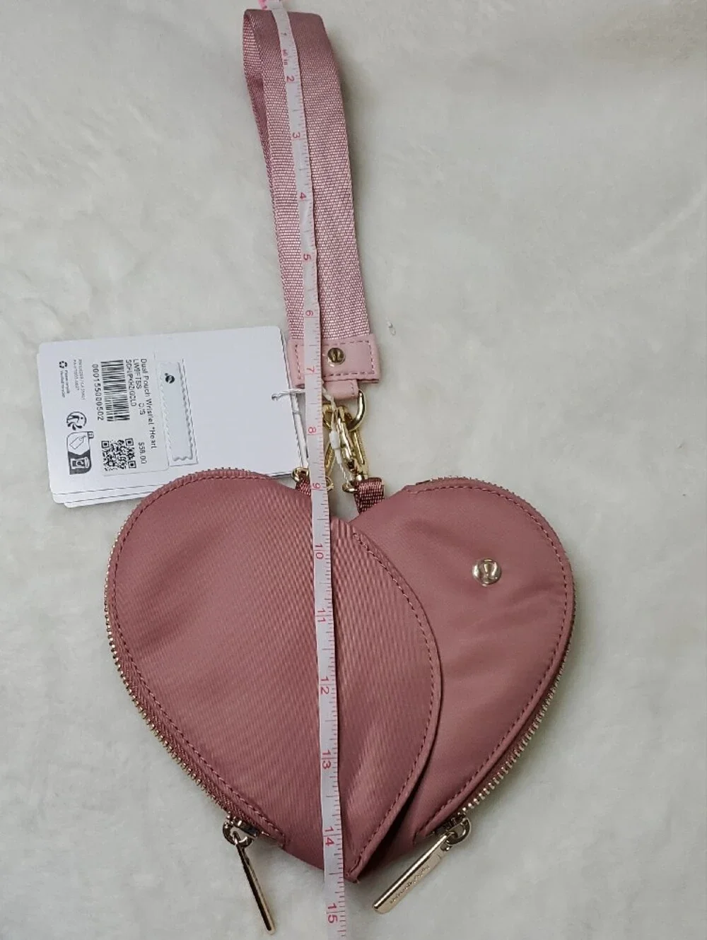 lululemon athletica Dusty Rose Heart Wristlet